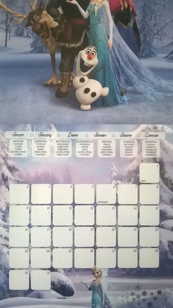 Kalendář 2017 Frozen/Ledové království (měsíční)